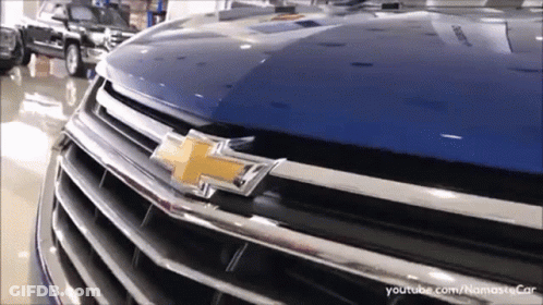 Close Up Of Chevrolet Hood With YouTube.com/NamasteCar GIF