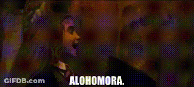 Close Up Of Door Handle Saying Alohomora GIF