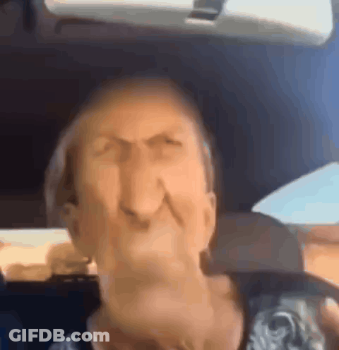 Close Up Of Elderly Woman Face In Car GIF