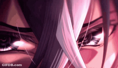 Close Up Of Eyes With Sword Behind GIF