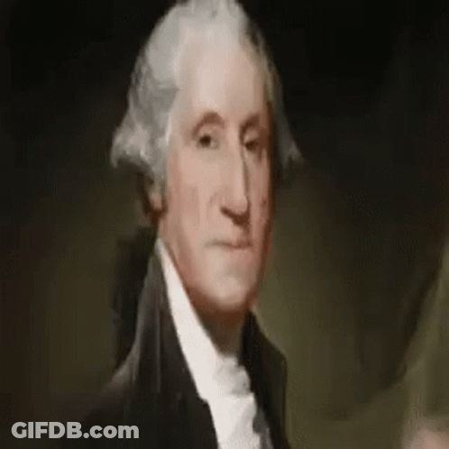 Close Up Of George Washington In Suit GIF