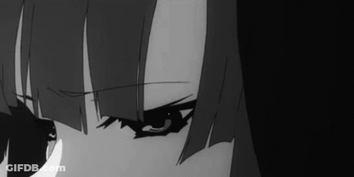 Close Up Of Girl's Eyes In Black And White Anime GIF