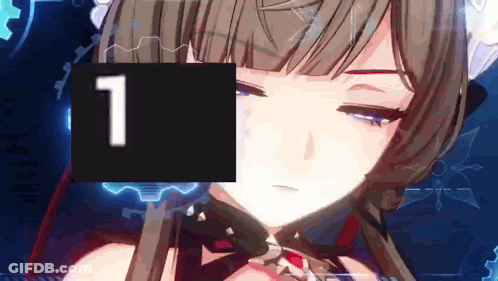 Close Up Of Girl's Face With Number 1 GIF