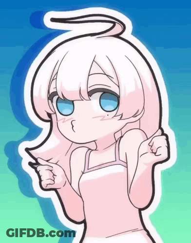 Close Up Of Girl With White Hair And Horns GIF
