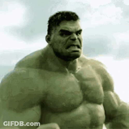 Close Up Of Hulk With Beard And Angry Look GIF