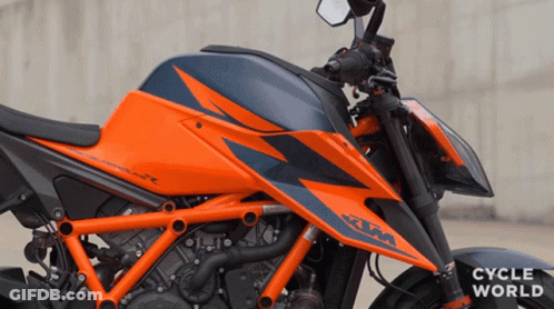Close Up Of KTM Motorcycle With Cycle World GIF