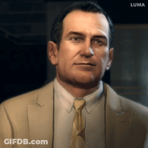 Close Up Of Man Face With Luma Logo GIF