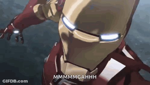 Close Up Of Man In Iron Man Suit Saying Mmmmmgahhh GIF