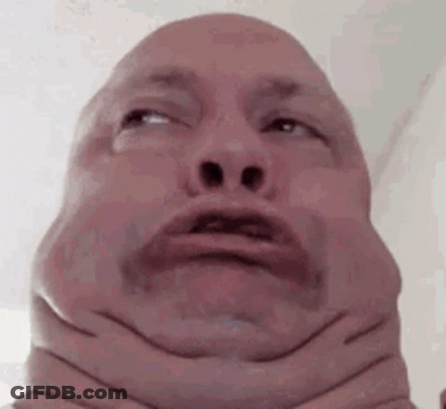 Close Up Of Man Making Funny Face With Hands On Neck GIF
