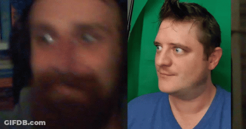 Close Up Of Man's Face Next To Another Man's Face GIF