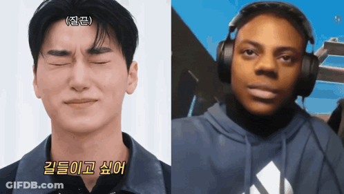 Close Up Of Man's Face Next To Headphone Man GIF