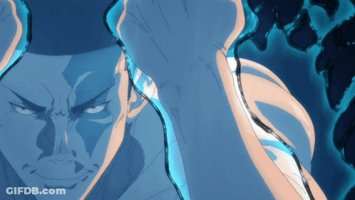 Close Up Of Man's Face With Blue Glow GIF
