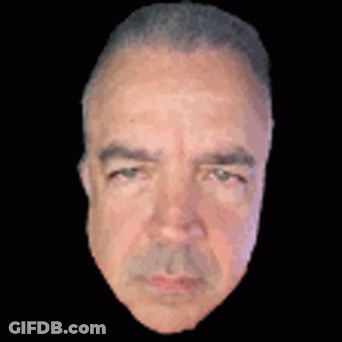 Close Up Of Man's Face With Cmon In Yellow Letters GIF