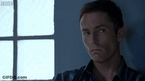Close Up Of Man's Face With Dexter GIF