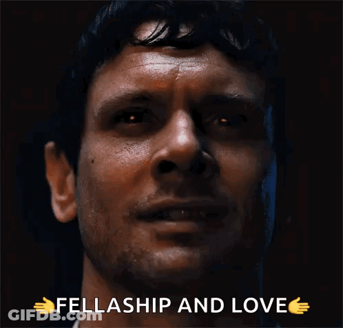 Close Up Of Man's Face With Fellaship And Love GIF