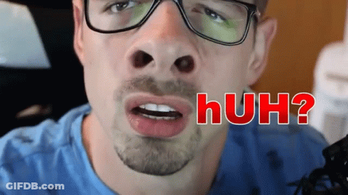 Close Up Of Man's Face With Huh In Red GIF