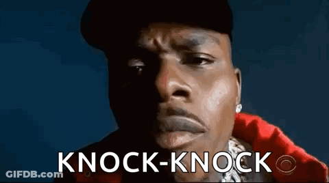 Close Up Of Man's Face With Knock-Knock GIF
