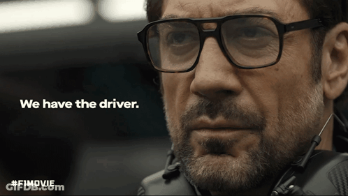 Close Up Of Man's Face With We Have The Driver GIF