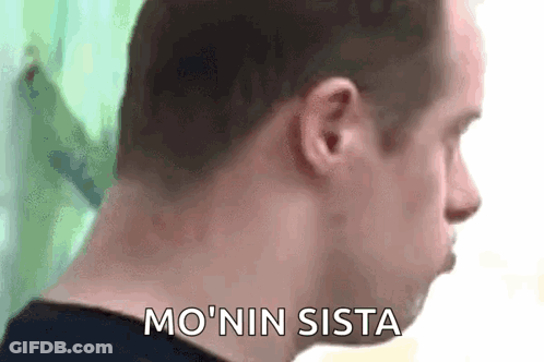 Close Up Of Man's Neck Saying Mo Nin Sista GIF