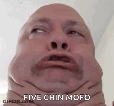 Close Up Of Man With Funny Face Saying Five Chin Mofo GIF