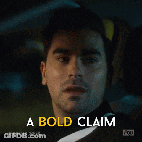 Close Up Of Man With Words A Bold Claim GIF