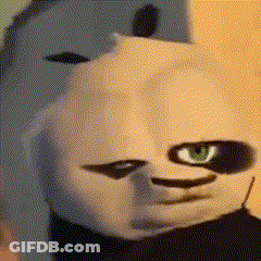 Close Up Of Panda Bear Face With Green Eye And Black Nose GIF