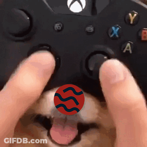 Close Up Of Person Playing Video Game With Dog Sticking Out Tongue GIF
