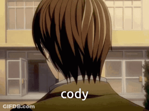 Close Up Of Person's Back With Cody Written GIF