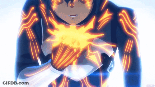 Close Up Of Person's Chest With Glowing Orange Lines GIF