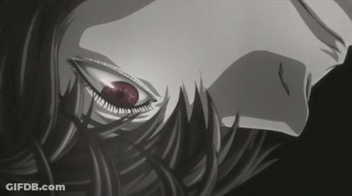 Close Up Of Person's Eye With Red Iris GIF