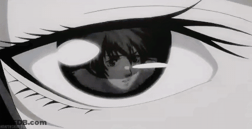 Close Up Of Person's Eyes In Black And White Cartoon GIF