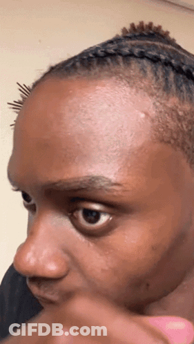 Close Up Of Person's Face With Braid GIF