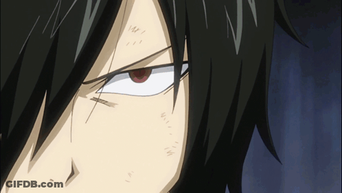 Close Up Of Person's Face With Red Eyes And Black Hair GIF