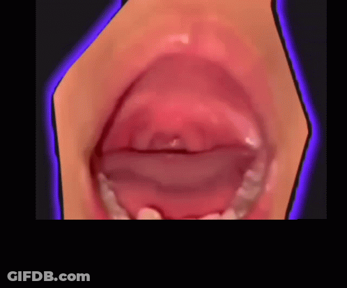 Close Up Of Person's Mouth With Purple Border GIF