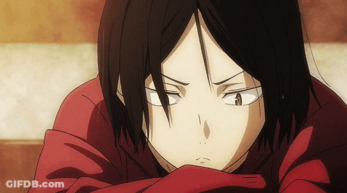 Close Up Of Person With Black Hair And Red Shirt GIF
