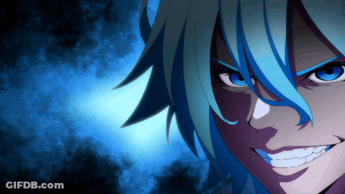 Close Up Of Person With Blue Hair And Blue Eyes GIF