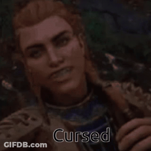 Close Up Of Person With Cursed Written On It GIF