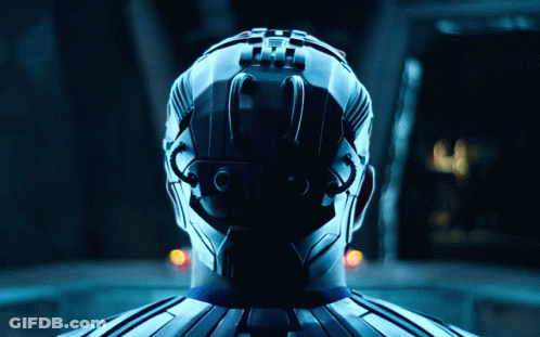 Close Up Of Person With Futuristic Helmet GIF