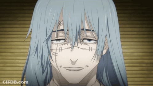 Close Up Of Person With Long Blue Hair GIF