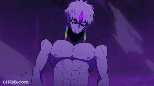 Close Up Of Person With Purple Eyes And White Hair GIF