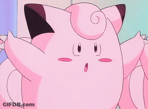 Close Up Of Pink Cartoon Character With Surprised Look GIF