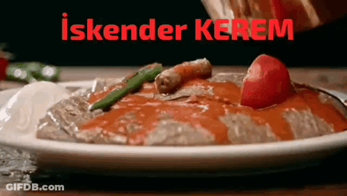 Close Up Of Plate Of Food With Iskender Kerem GIF