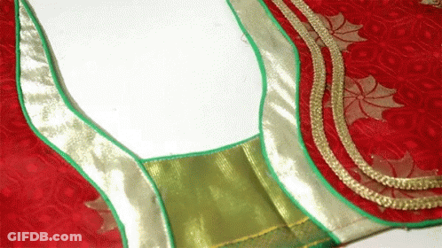 Close Up Of Red And Green Blouse GIF