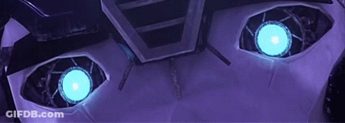 Close Up Of Robot Eyes With Blue Lights GIF