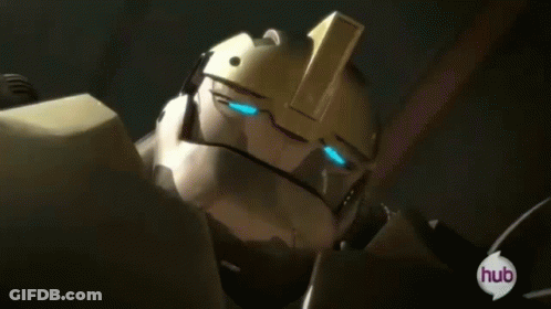 Close Up Of Robot With Hub Text GIF