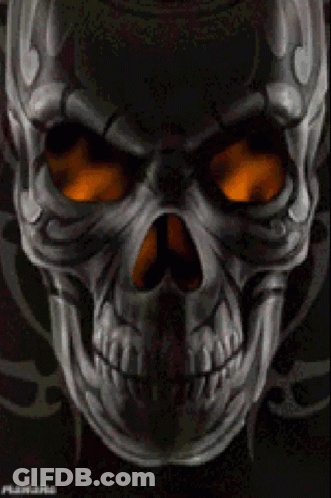 Close Up Of Skull With Glowing Eyes GIF