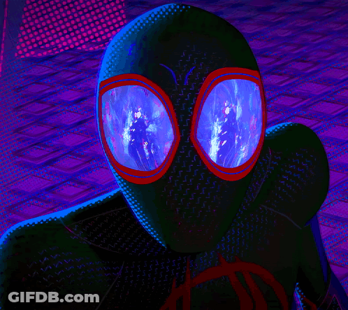 Close Up Of Spider-Man's Face With Reflection Of Person In Eyes GIF