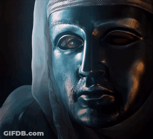 Close Up Of Statue Face With White Veil GIF