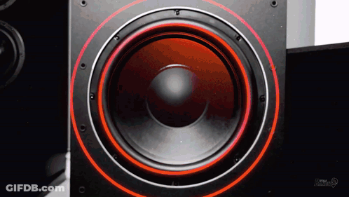 Close Up Of Subwoofer Speaker With Red Ring GIF