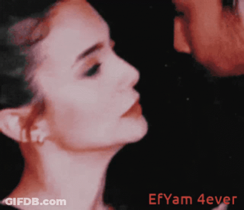 Close Up Of Woman Face Saying EfYam 4Ever In Red GIF